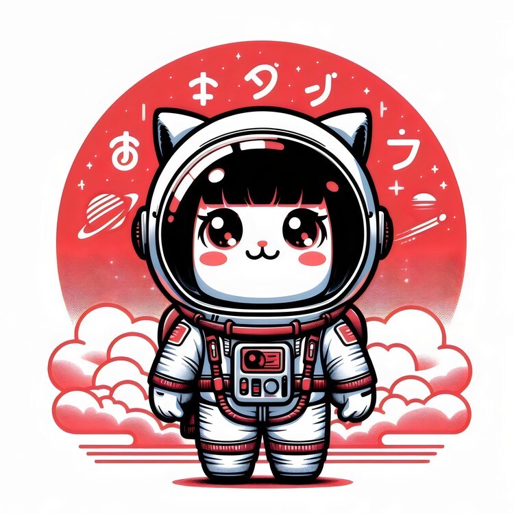 Poster Astronaut kawaii cat a ,Space anime cat manga