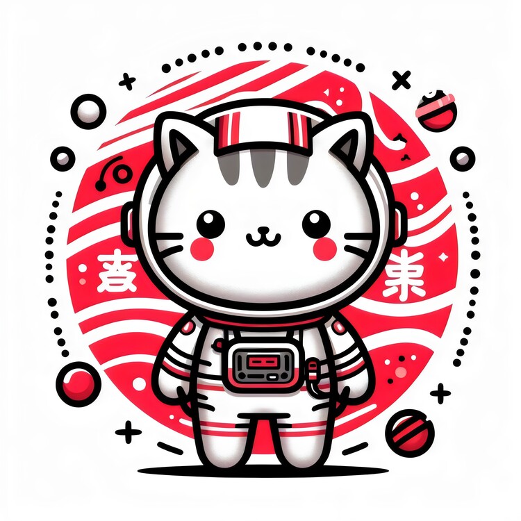 Poster kawaii Astronaut cute cat a ,Space anime cat