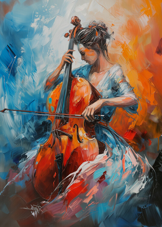 Плакат Cello Player Classical Music Painting