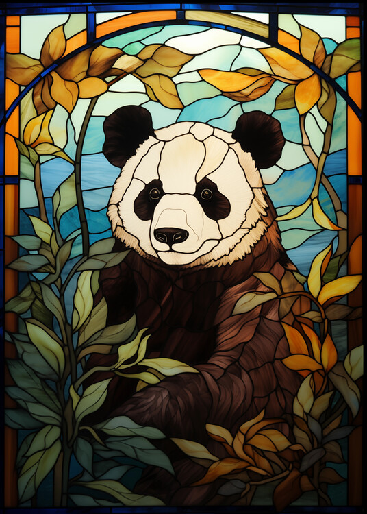 Poster Panda Stained Glass Window Animal Bear