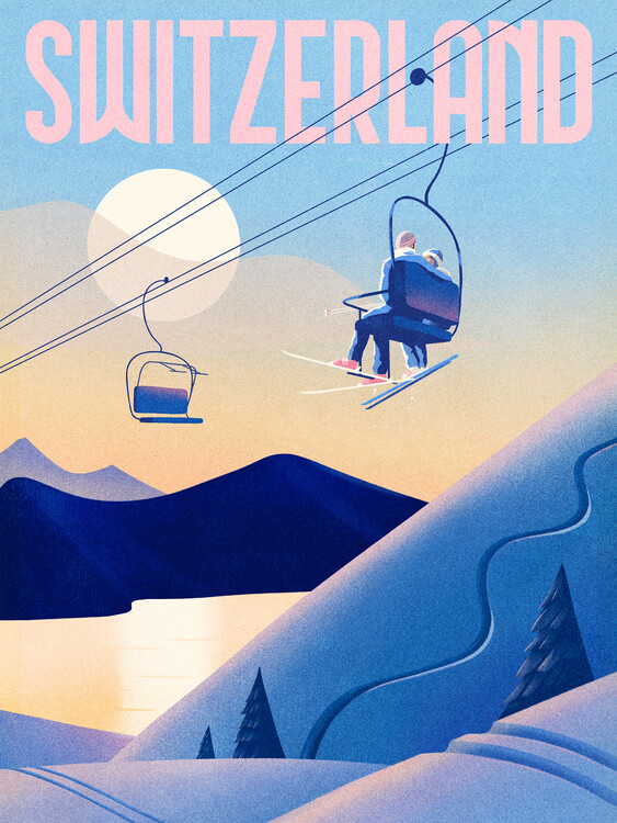 Plakát Ski Switzerland