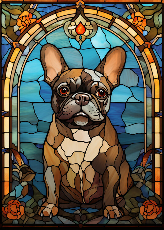 Poster French Bulldog Stained Glass Window Dog