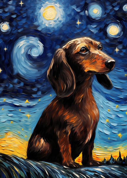 Canvas Print Dachshund Classic Expressionist Oil Painting Dog