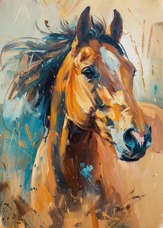 Poster Thoroughbred Horse Oil Painting Portrait