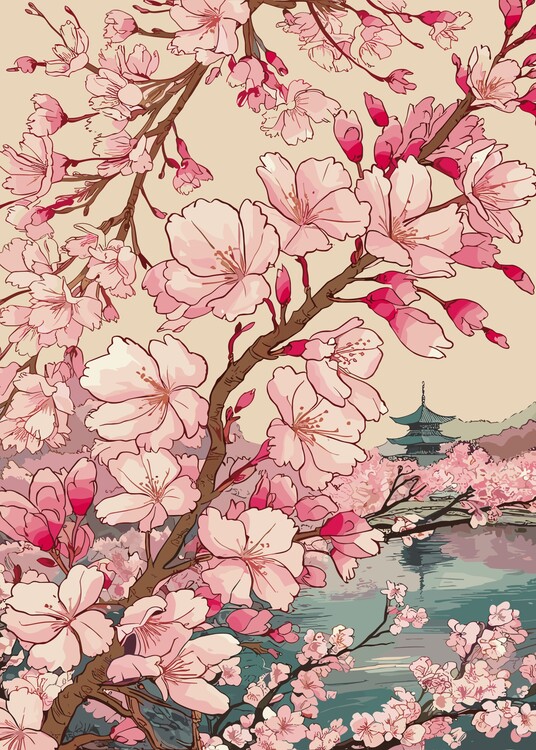 Poster Japanese Sakura Blossom