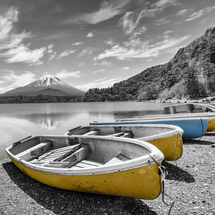 Plakat Picturesque Lake Shoji with Mount Fuji - colorkey