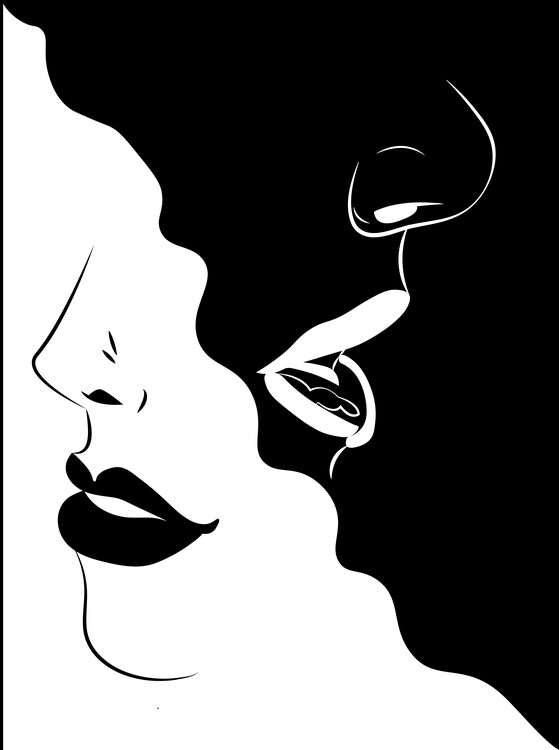 Плакат Black and White lips Art