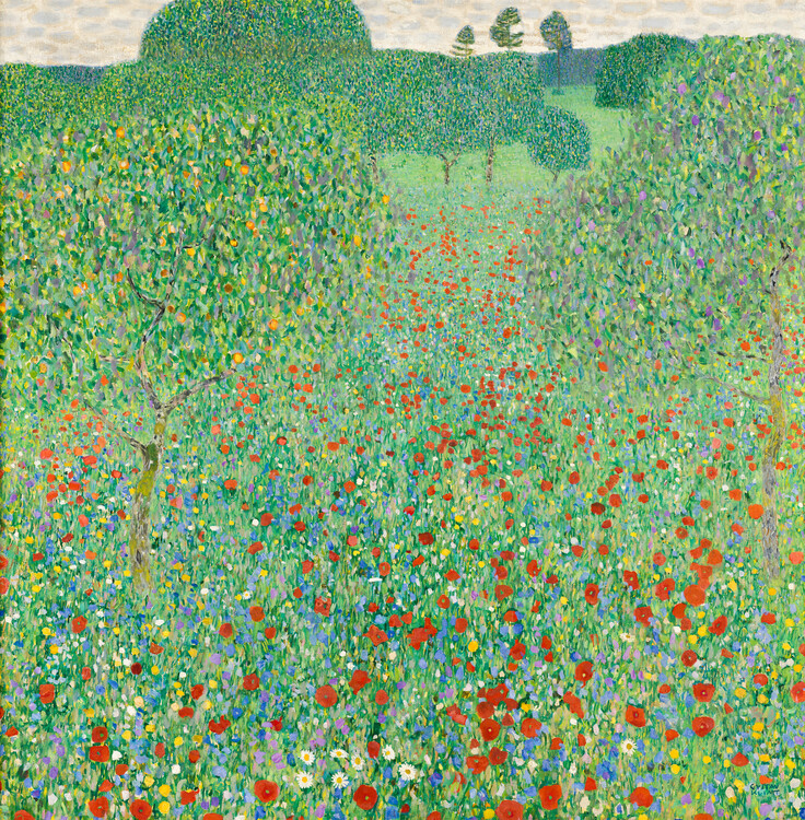 Levně Plakát, Obraz - Blossoming poppies, Gustav Klimt, 40 × 40 cm