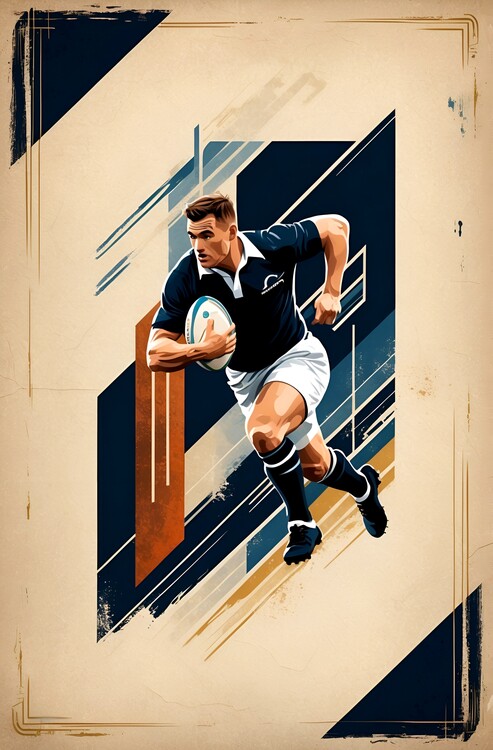 Poster Timeless Rugby Art: A Vintage-Inspired Illustration