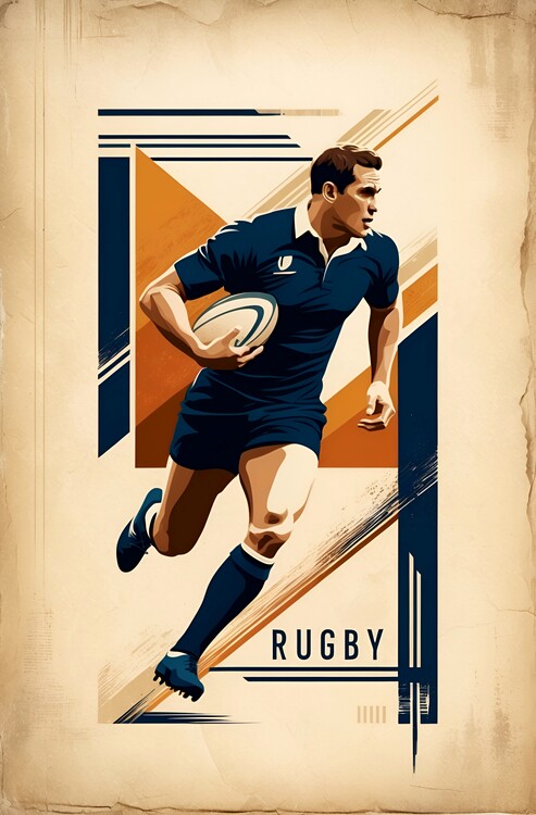 Poster Nostalgic Rugby Art: A Vintage-Inspired Illustration