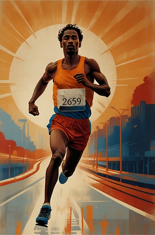 Poster Endurance in Motion: Vintage-Inspired Marathon Illustration