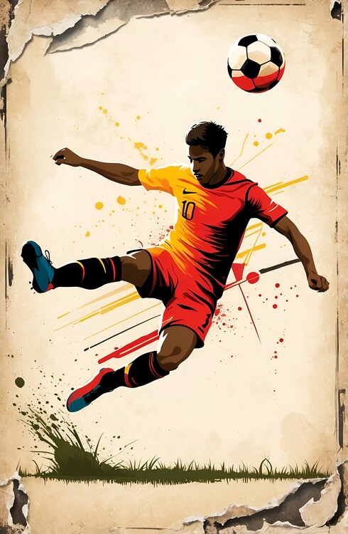 Poster Colorful Football Action: A Retro-Inspired Illustration
