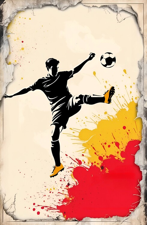 Poster Dynamic Football Play: Vintage Art