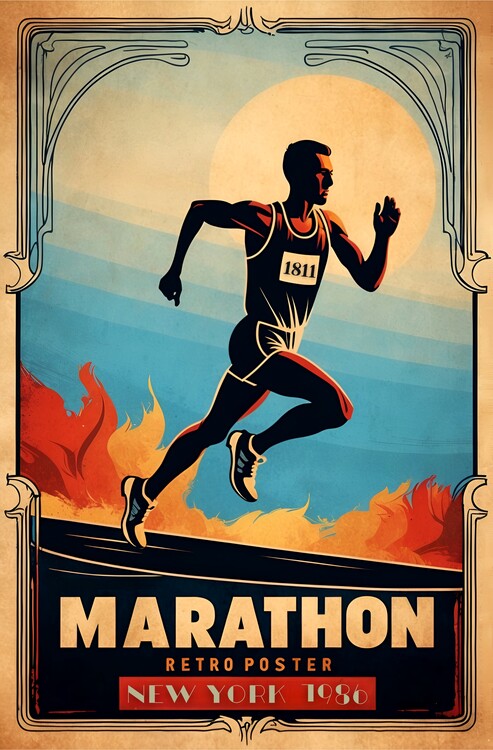 Plakát Iconic New York Marathon 1986: A Timeless Artistic Rendering