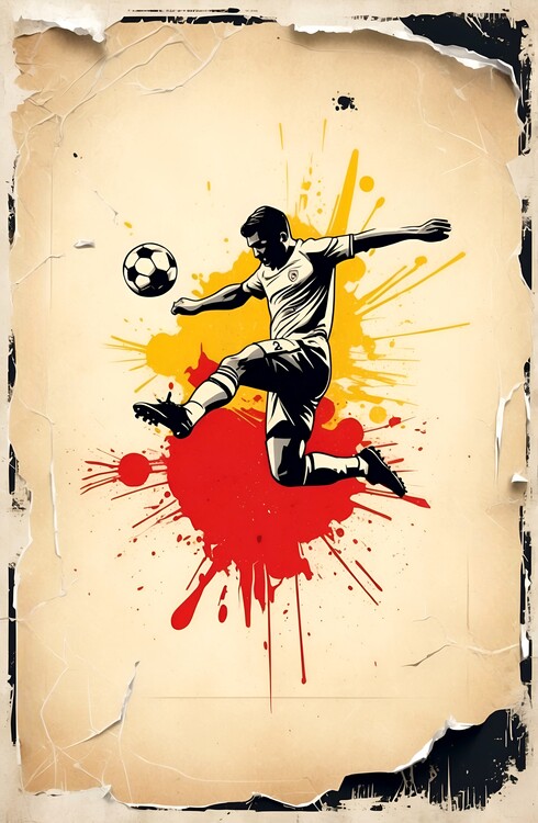 Poster Retro Football Excitement: A Colorful Sports Illustration