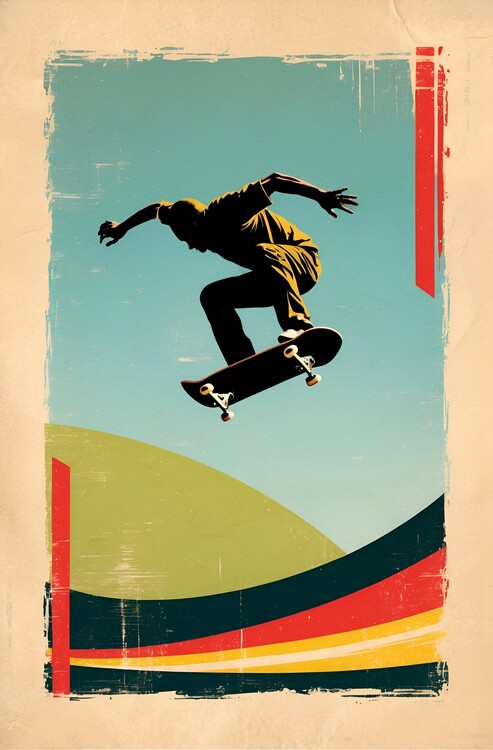 Juliste Vintage Skater Vibes: Retro-Inspired Skateboarding Art