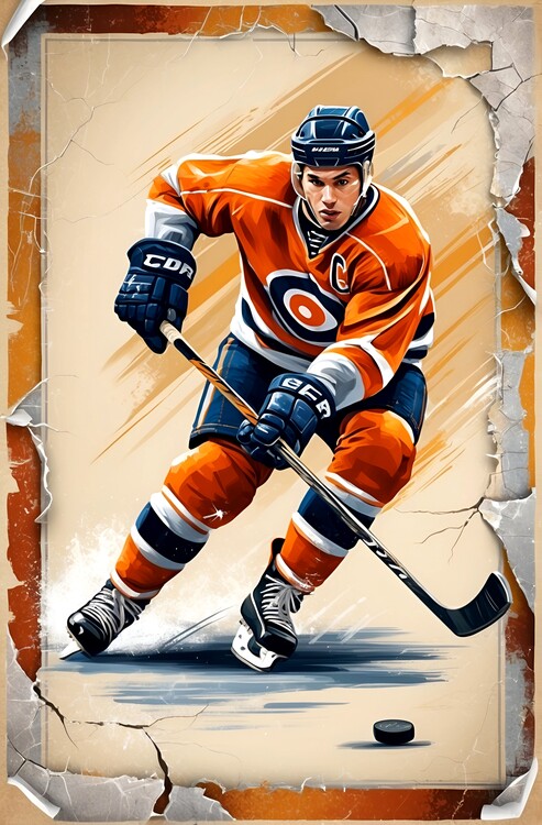 Canvas Print Historic Hockey Moments: A Vintage-Inspired Sports Illustrat