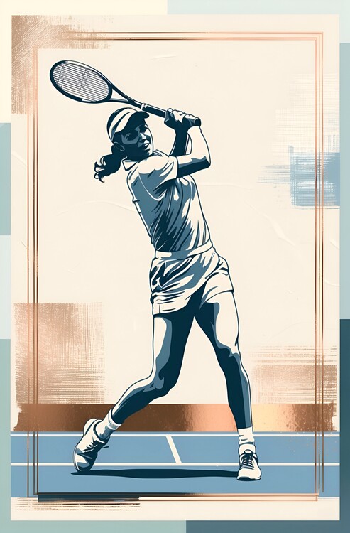 Poster Vintage Tennis Elegance: A Timeless Sports Illustration