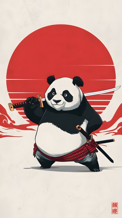Poster Japanese Samurai Panda