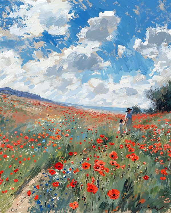 Poster A landscape of hills stretching to the horizon, wall decor