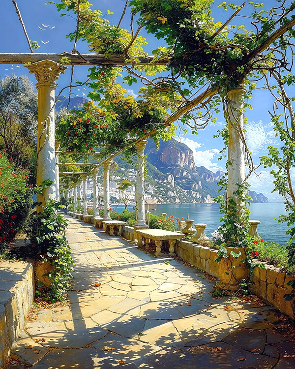 Poster A magnificent Roman park surrounded by nature by the sea