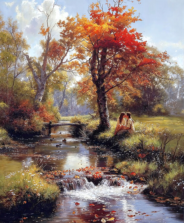 Poster A romantic painting in the middle of picturesque nature