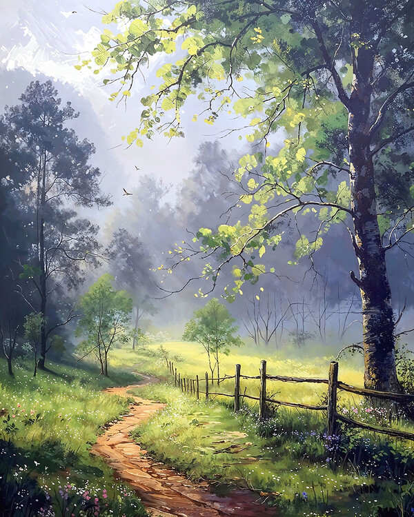 Poster A tree-lined road in the countryside, wall decor ideas