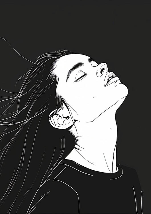 Poster Woman Portrait Illustration Black and White
