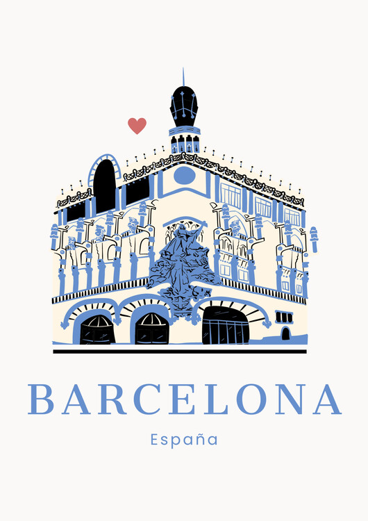Poster Barcelona City Illustration