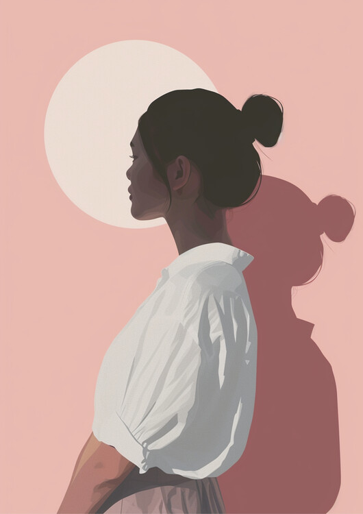 Poster Woman Portrait Illustration Minimalist Pastel Colors