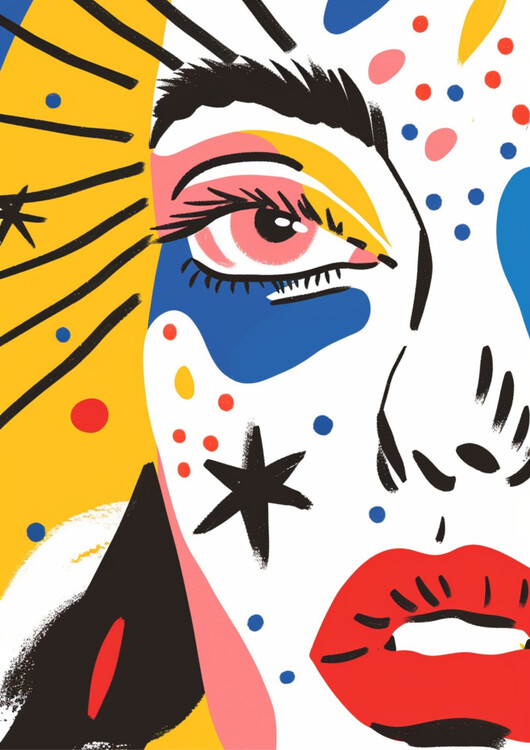 Poster Woman Face Abstract Colorful