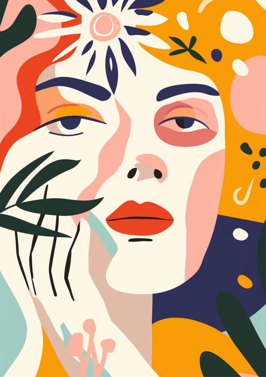 Poster Woman Face Abstract Colorful