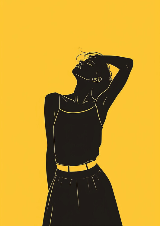 Poster Woman Body Creative Illustration Black and Yellow