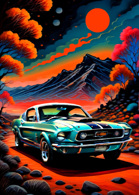 Poster Car in the mountains