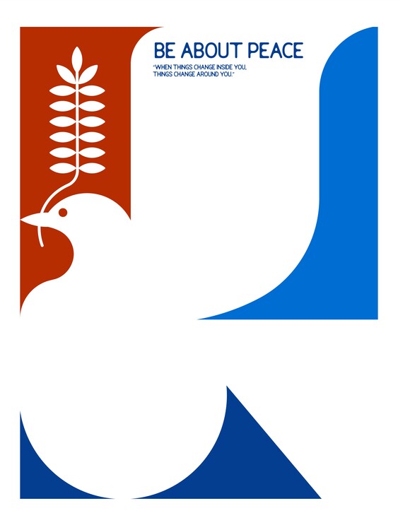 Levně Plakát, Obraz - Be About Peace, Retrodrome, 30 × 40 cm