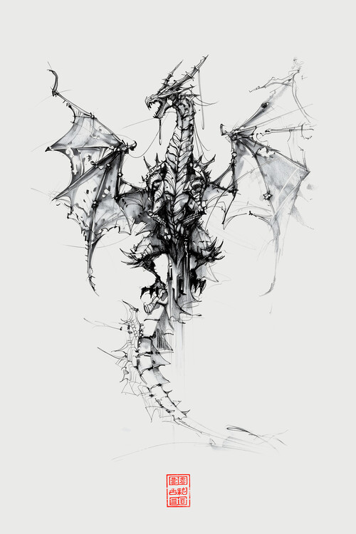 Canvas Print Dragon: Born From Fire - Fantasy Realm