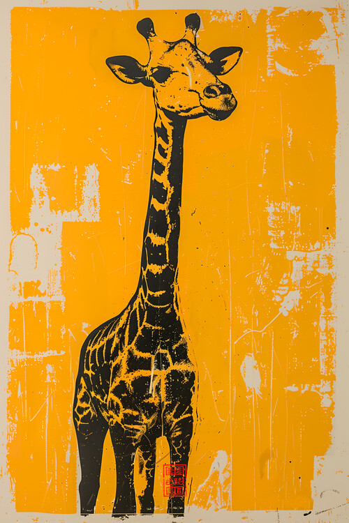 Poster Endangered Animals: The Proud Yellow Giraffe