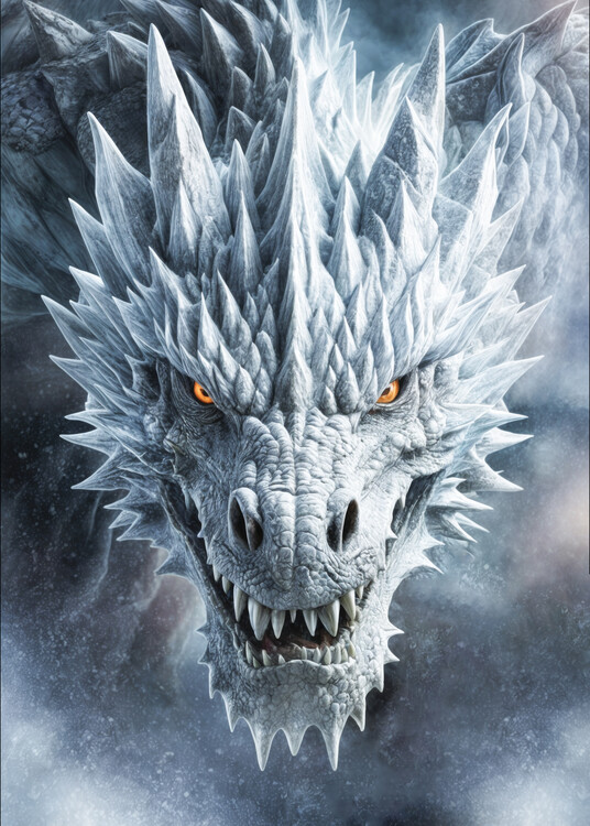 Canvas Print White dragon, epic fantasy
