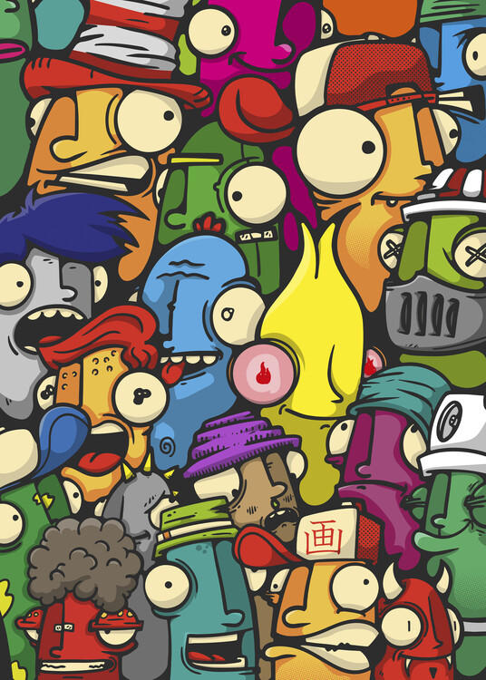 Poster color cartoon characters