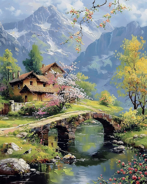 Poster Beautiful Landscape with a Lake, Canvas for Wall Deco ideas