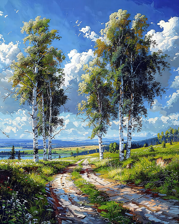 Poster Beautiful Natural View with Trees on a Sunny Day, wall decor