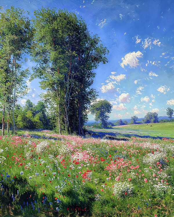 Poster Beautiful Sunny Day View with Nature and Trees