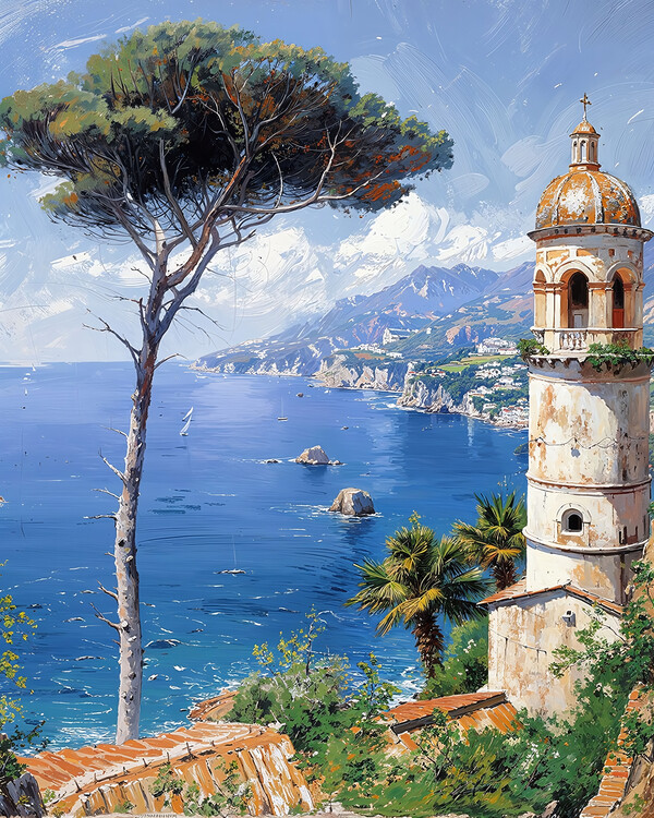 Poster Coastal Scenery Featuring a Lighthouse, Wall Decor for room