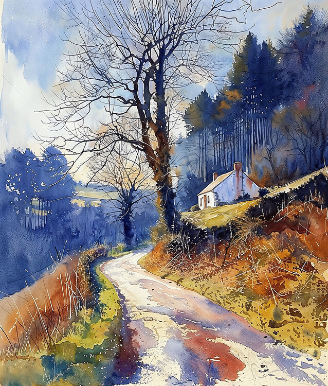 Poster Country Road Through the Forest, landscape wall decor ideas