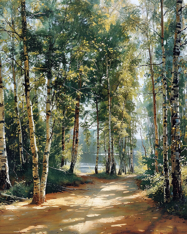 Poster Curving Road through Verdant Forest, canvas wall decor