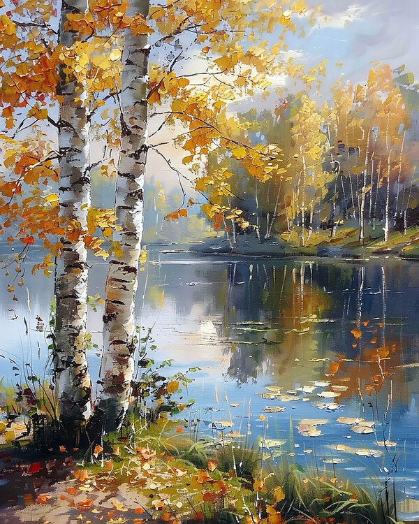 Poster Landscape & trees with Pristine Waters, canvas wall frame
