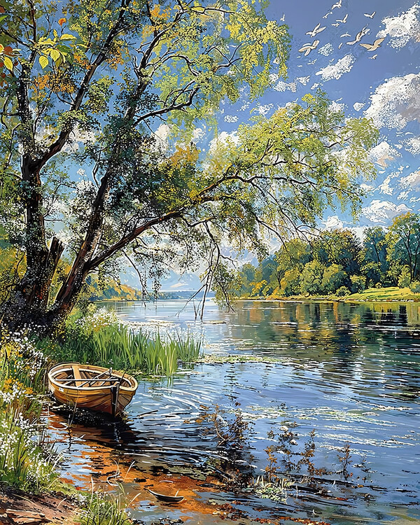 Poster Landscape Bathed in Sunlight, canvas wall frame