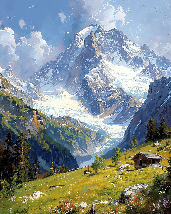 Poster Landscape with Blooming Hills, modern wall decor ideas