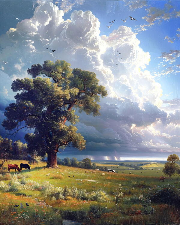 Poster Landscape with Sunlit Fields, Wall Decor You'll Love