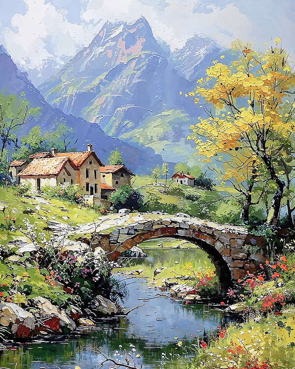 Αφίσα Landscape with Sunset Above the Mountains